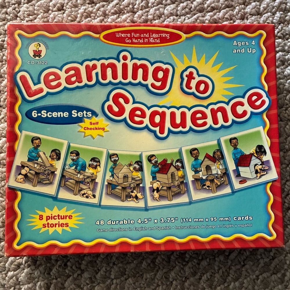 Learning to sequence 8 picture stories of 6 scene set. EUC games, homeschool
